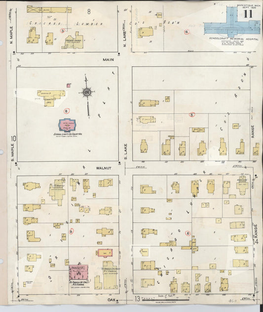 Sanborn Fire Insurance Map from Manistique, Schoolcraft County, Michigan (1950), Sheet #0011 - Historic Sanborn Fire Insurance Map Print, vintage old map wall art, antique decor, genealogy gift, Michigan Michigan map