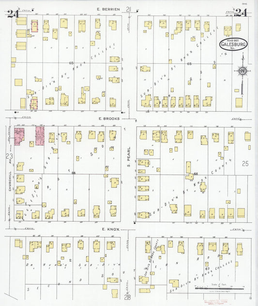Sanborn Fire Insurance Map from Galesburg, Knox County, Illinois (1927), Sheet #0024 - Historic Sanborn Fire Insurance Map Print, vintage old map wall art, antique decor, genealogy gift, Illinois Illinois map