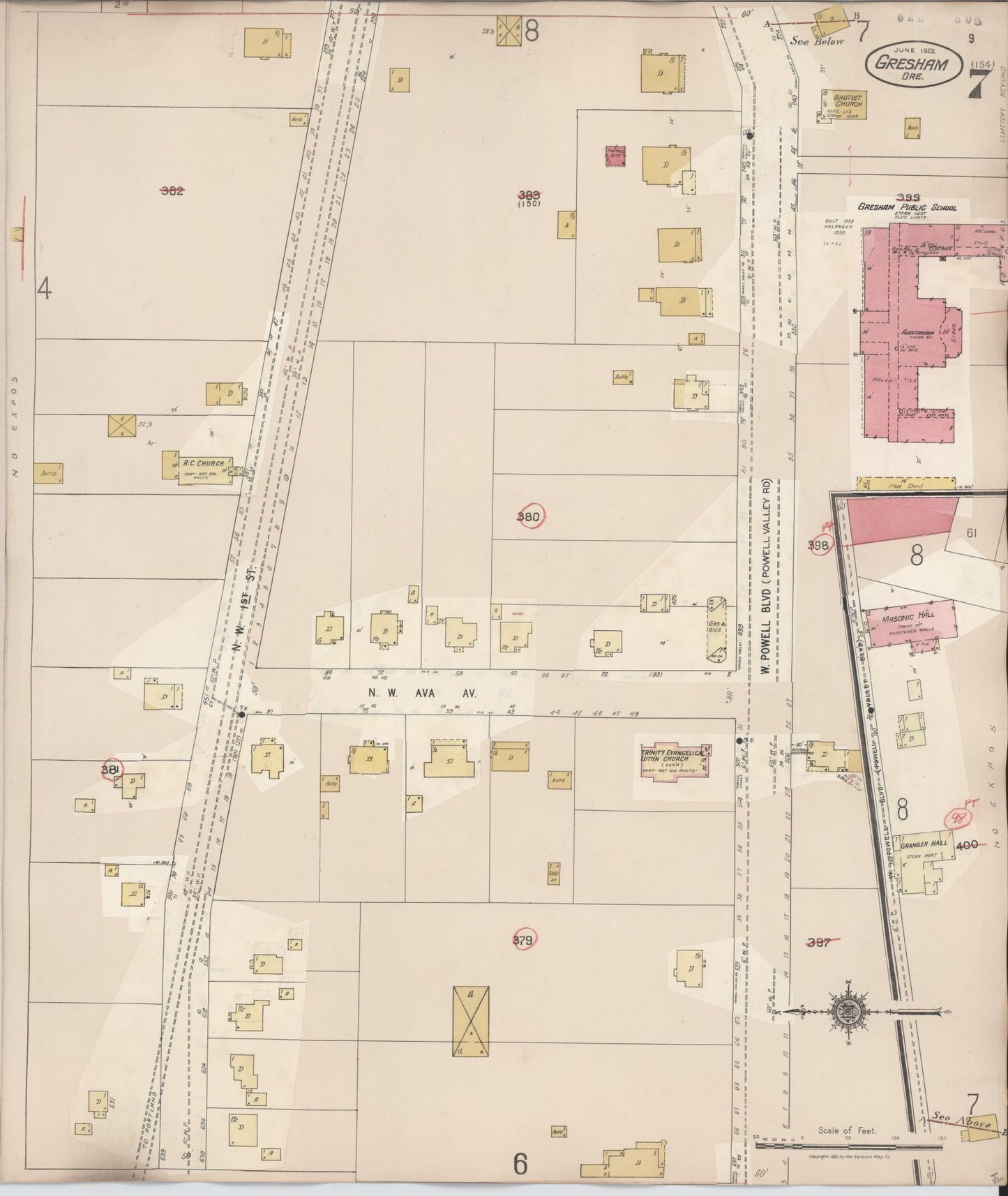 Sanborn Fire Insurance Map from Gresham, Multnomah County, Oregon (1941), Sheet #0007 - Complete Map Set gallery image, historic Sanborn map, vintage wall art, Oregon Oregon
