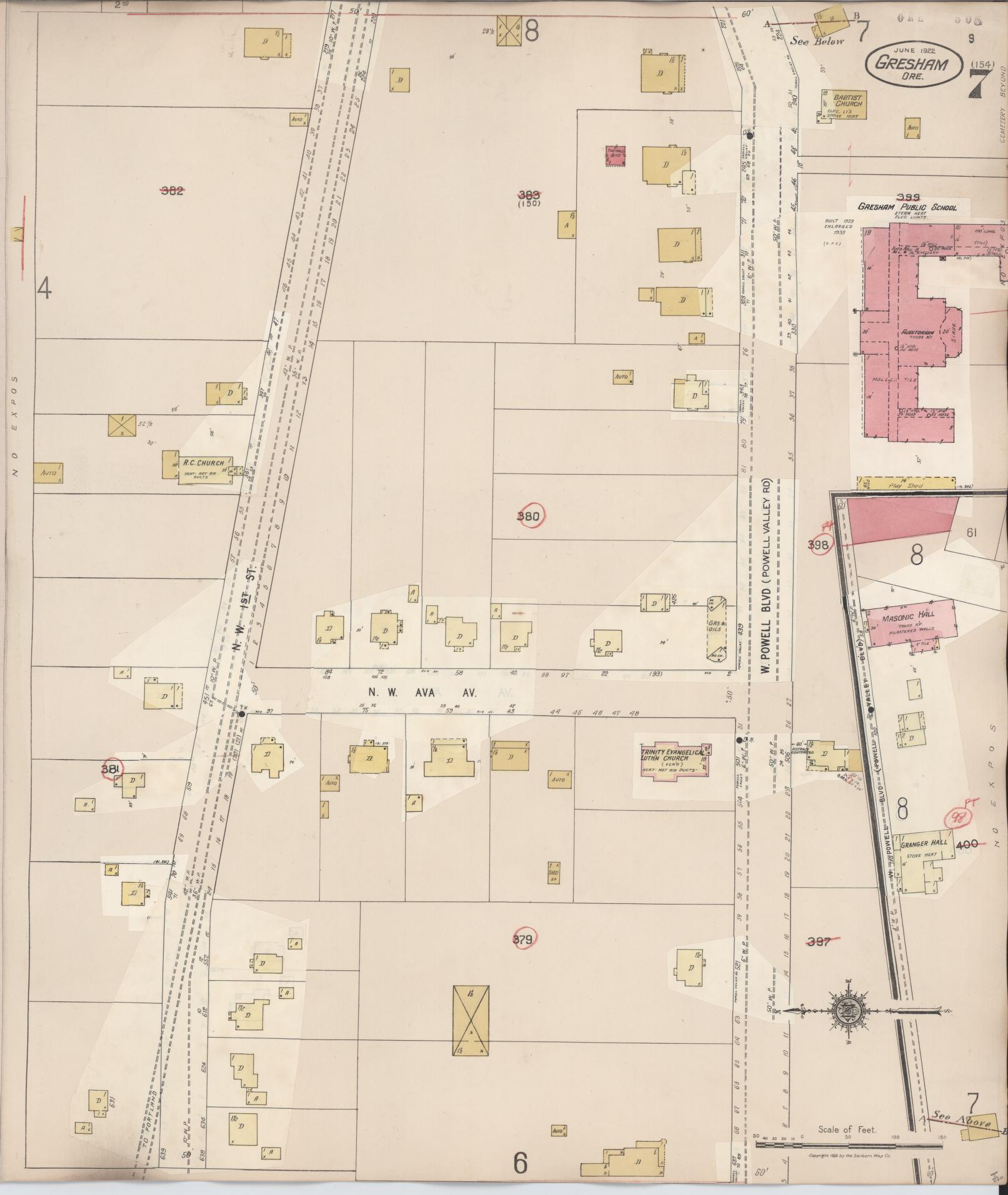 Sanborn Fire Insurance Map from Gresham, Multnomah County, Oregon (1941), Sheet #0007 - Complete Map Set gallery image, historic Sanborn map, vintage wall art, Oregon Oregon