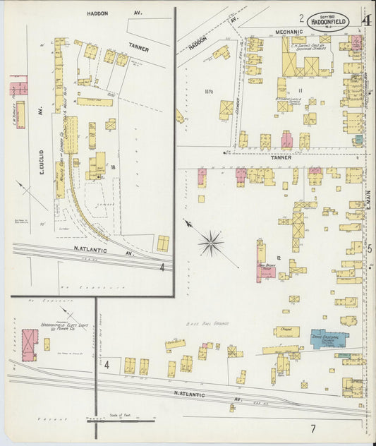 Sanborn Fire Insurance Map from Haddonfield, Camden County, New Jersey (1902), Sheet #0004 - Historic Sanborn Fire Insurance Map Print, vintage old map wall art, antique decor, genealogy gift, New Jersey New Jersey map