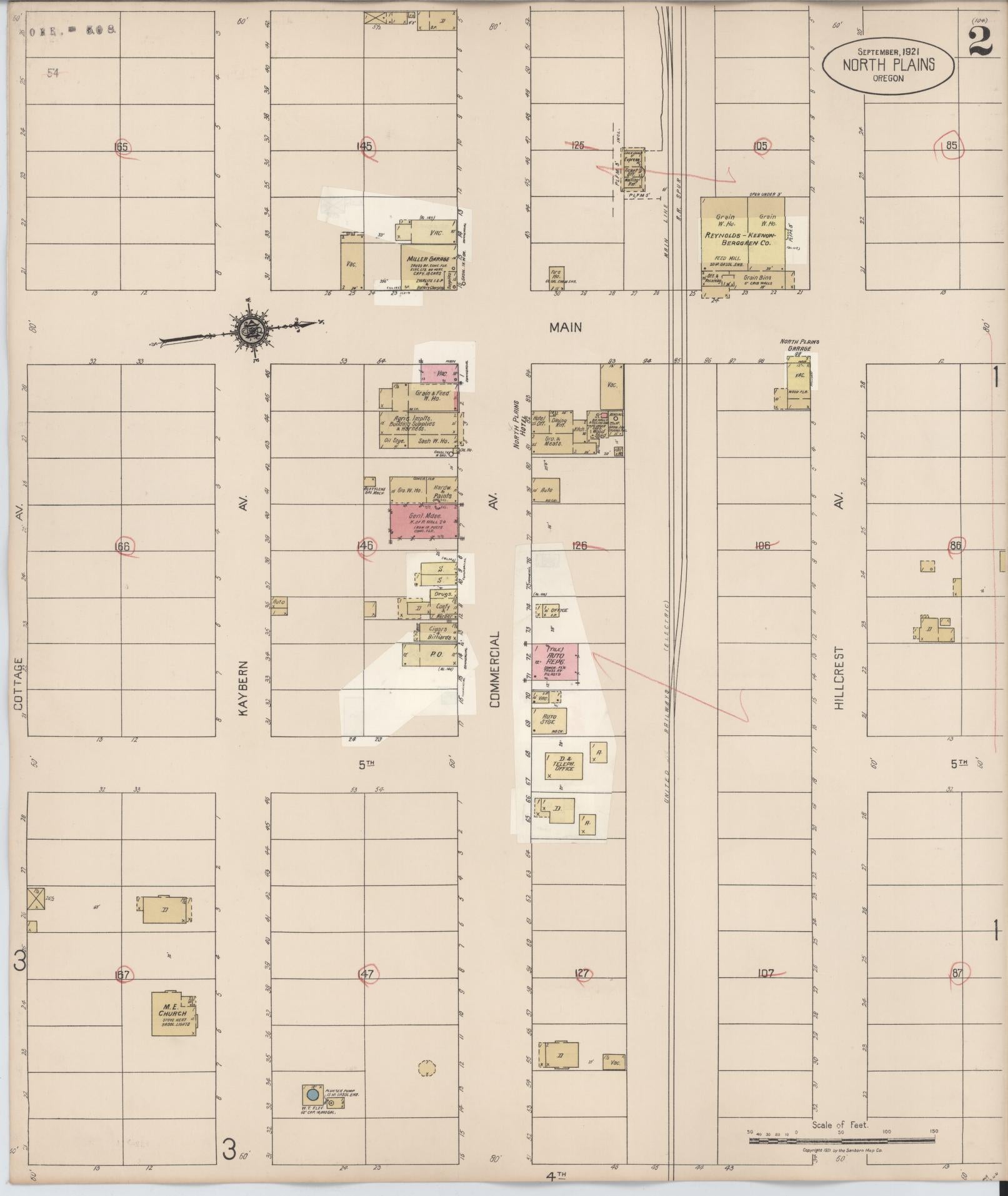 Sanborn Fire Insurance Map from North Plains, Washington County, Oregon (1931), Sheet #0002 - Complete Map Set gallery image, historic Sanborn map, vintage wall art, Oregon Oregon