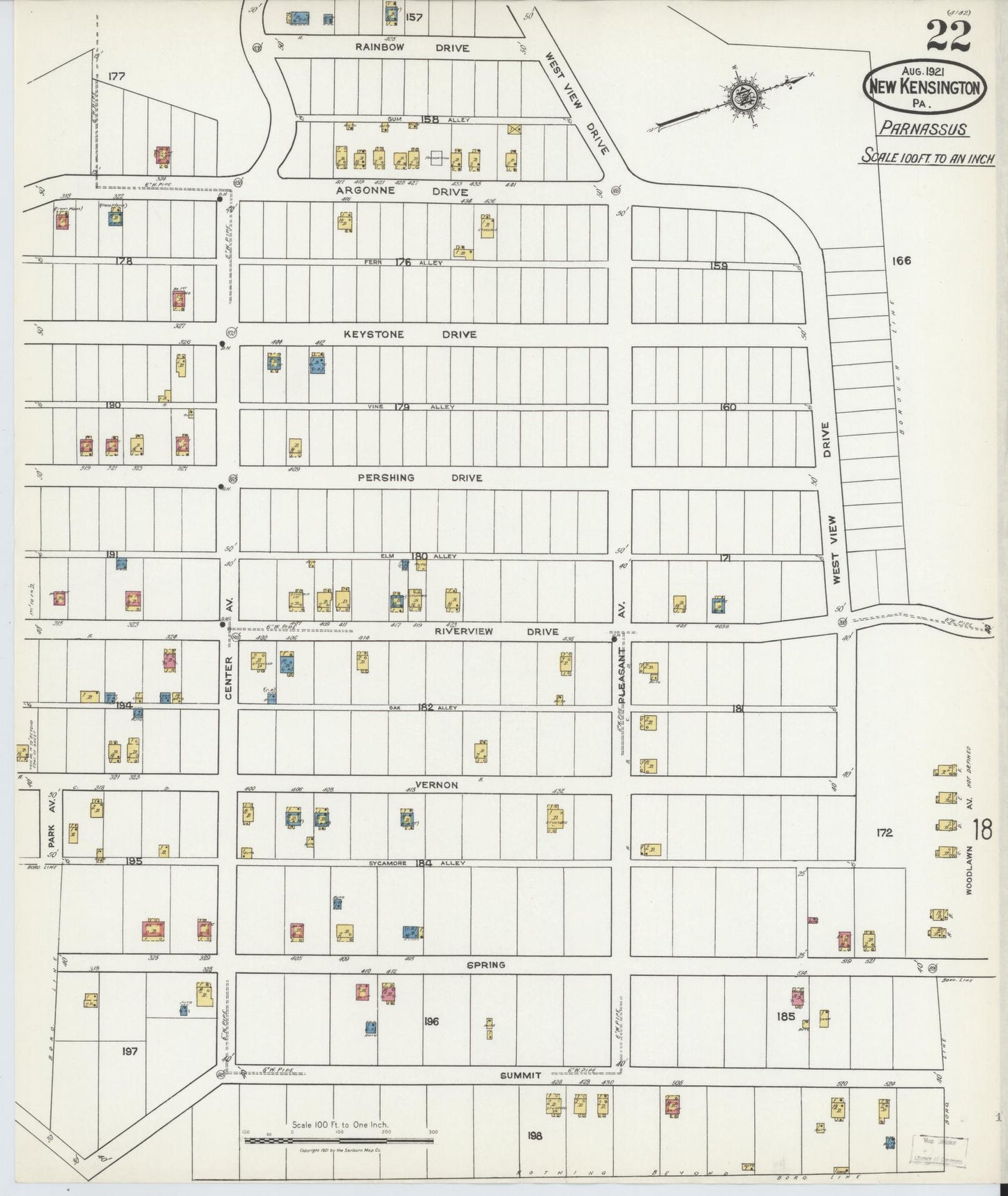 Sanborn Fire Insurance Map from New Kensington, Westmoreland County, Pennsylvania (1921), Sheet #0022 - Complete Map Set gallery image, historic Sanborn map, vintage wall art, Pennsylvania Pennsylvania