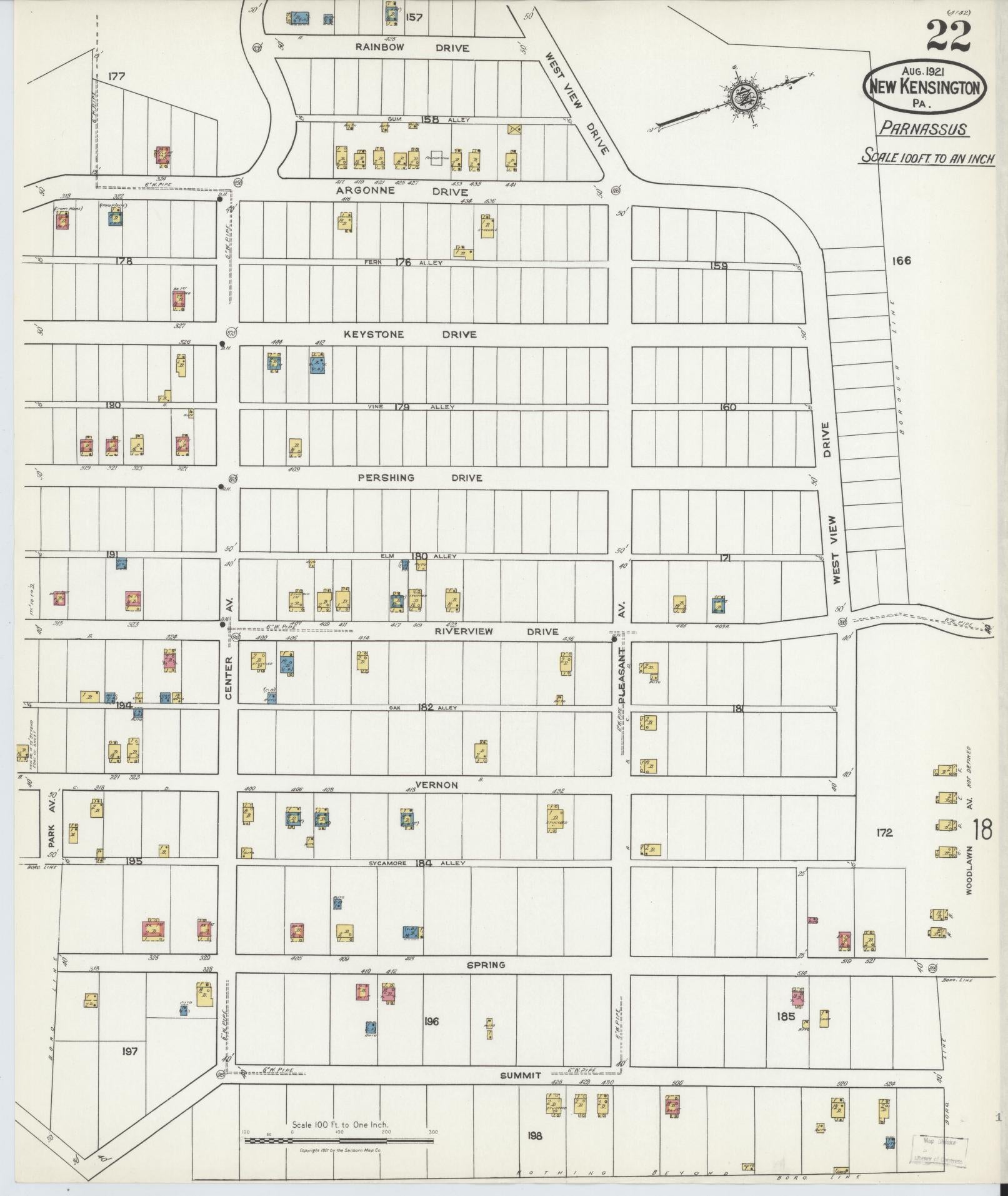 Sanborn Fire Insurance Map from New Kensington, Westmoreland County, Pennsylvania (1921), Sheet #0022 - Complete Map Set gallery image, historic Sanborn map, vintage wall art, Pennsylvania Pennsylvania