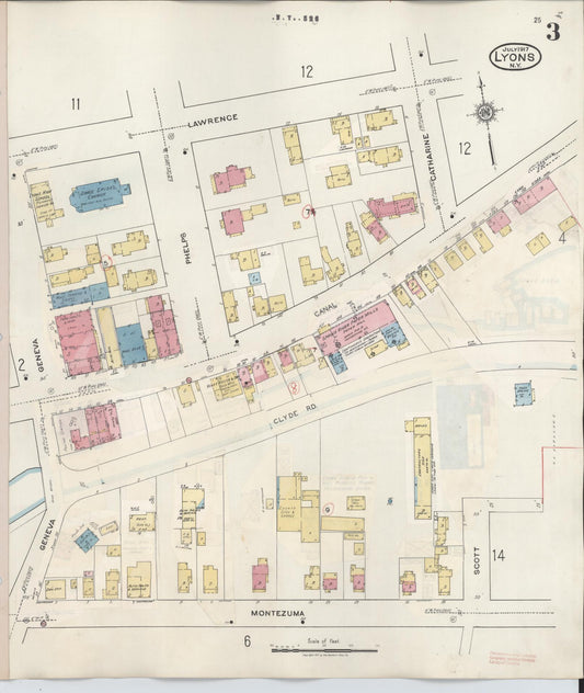 Sanborn Fire Insurance Map from Lyons, Wayne County, New York (1949), Sheet #0003 - Historic Sanborn Fire Insurance Map Print, vintage old map wall art, antique decor, genealogy gift, New York New York map