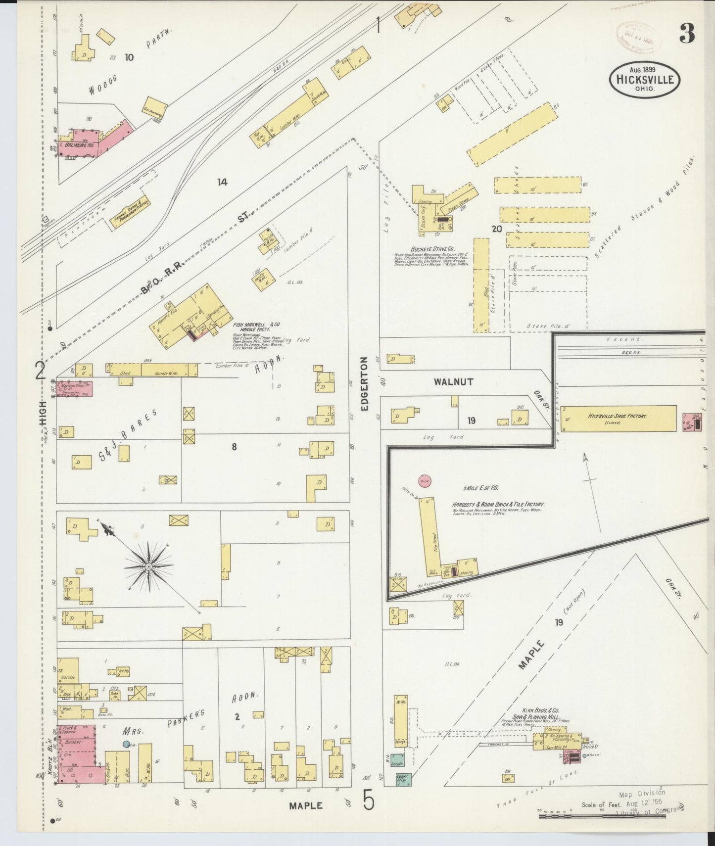 Sanborn Fire Insurance Map from Hicksville, Defiance County, Ohio (1899), Sheet #0003 - Historic Sanborn Fire Insurance Map Print, vintage old map wall art, antique decor, genealogy gift, Ohio Ohio map