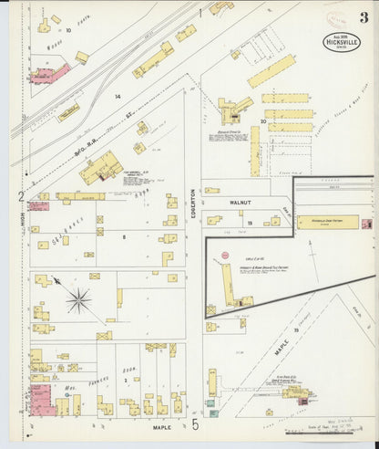 Sanborn Fire Insurance Map from Hicksville, Defiance County, Ohio (1899), Sheet #0003 - Historic Sanborn Fire Insurance Map Print, vintage old map wall art, antique decor, genealogy gift, Ohio Ohio map