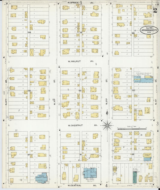 Sanborn Fire Insurance Map from Arkansas City, Cowley County, Kansas (1905), Sheet #0002 - Historic Sanborn Fire Insurance Map Print, vintage old map wall art, antique decor, genealogy gift, Arkansas Arkansas map