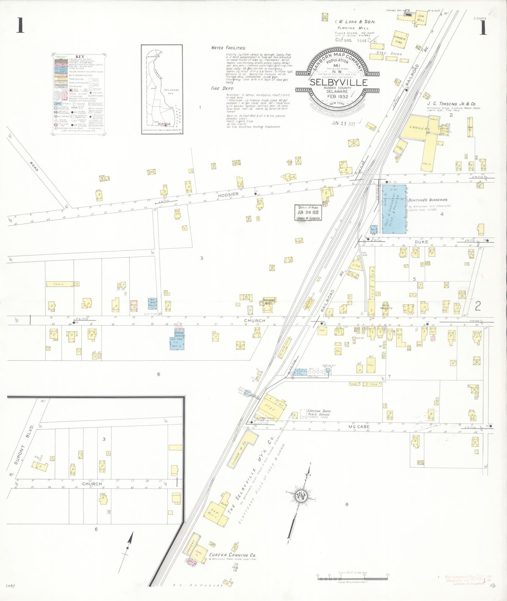 Sanborn Fire Insurance Map from Selbyville, Sussex County, Delaware. (1932) – Historic Sanborn Fire Insurance Map Print
