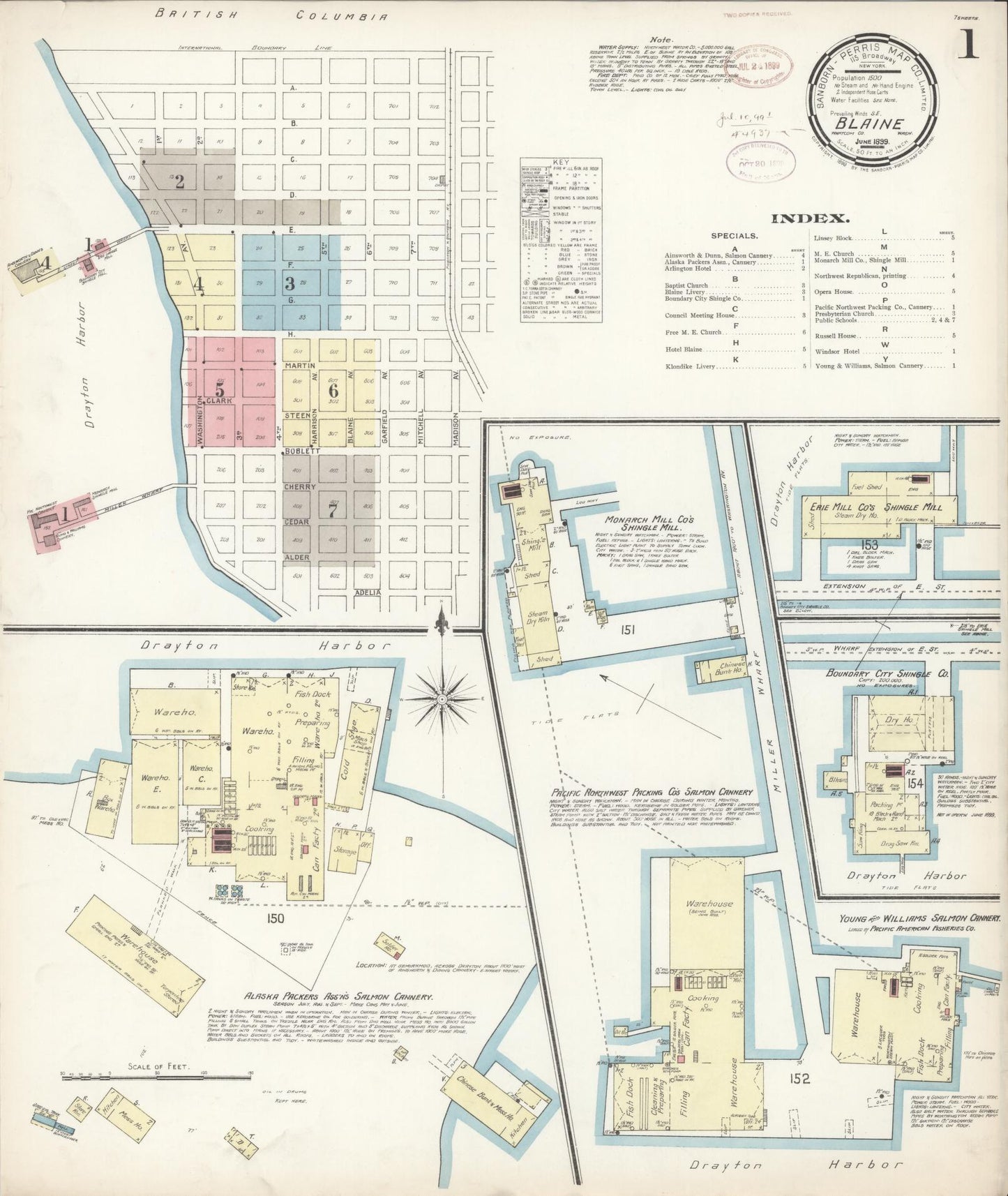 Sanborn Fire Insurance Map from Blaine, Whatcom County, Washington (1899), Sheet #0001 - Complete Map Set gallery image, historic Sanborn map, vintage wall art, Washington Washington