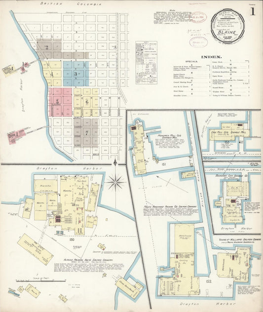 Sanborn Fire Insurance Map from Blaine, Whatcom County, Washington (1899), Sheet #0001 - Complete Map Set gallery image, historic Sanborn map, vintage wall art, Washington Washington