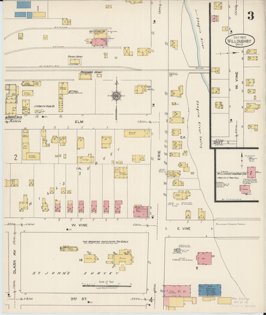 Sanborn Fire Insurance Map from Willoughby, Lake County, Ohio (1922), Sheet #0003 - Historic Sanborn Fire Insurance Map Print, vintage old map wall art, antique decor, genealogy gift, Ohio Ohio map