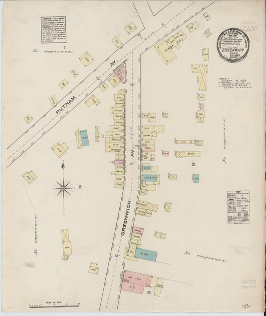 Sanborn Fire Insurance Map from Greenwich, Fairfield County, Connecticut (1885), Sheet #0001 - Complete Map Set gallery image, historic Sanborn map, vintage wall art, Connecticut Connecticut