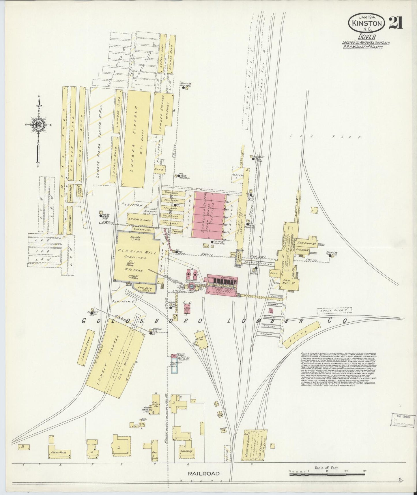 Sanborn Fire Insurance Map from Kinston, Lenoir County, North Carolina (1914), Sheet #0021 - Complete Map Set gallery image, historic Sanborn map, vintage wall art, North Carolina North Carolina