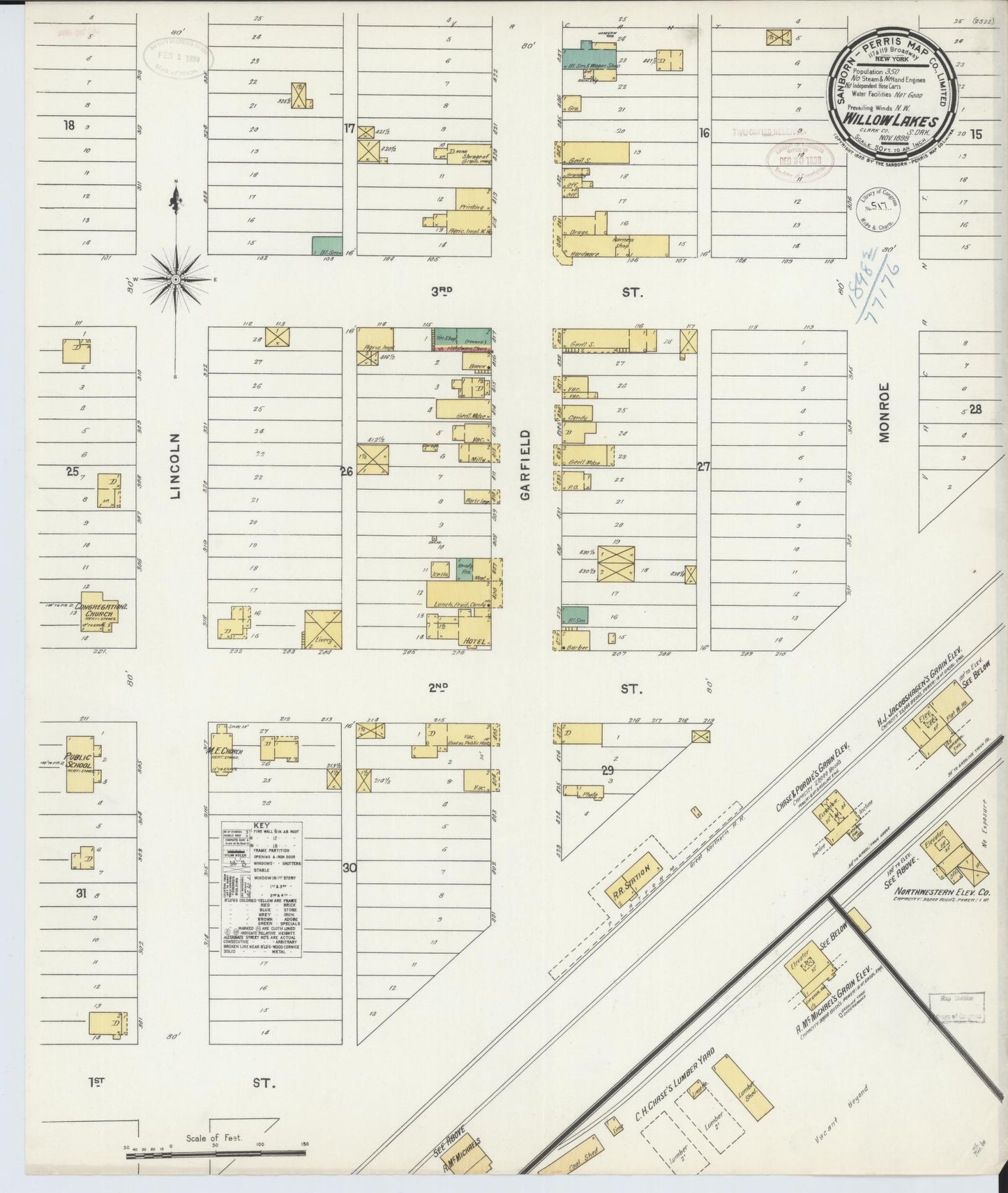 Sanborn Fire Insurance Map from Willow Lake, Clark County, South Dakota (1898), Sheet #0001 - Historic Sanborn Fire Insurance Map Print, vintage old map wall art, antique decor, genealogy gift, South Dakota South Dakota map