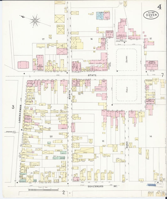 Sanborn Fire Insurance Map from Dover, Kent County, Delaware (1897), Sheet #0004 - Historic Sanborn Fire Insurance Map Print, vintage old map wall art, antique decor, genealogy gift, Delaware Delaware map