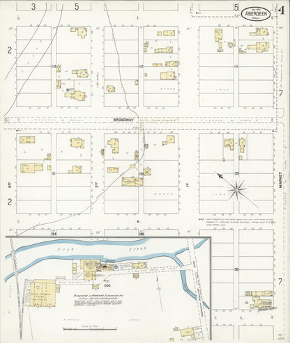 Sanborn Fire Insurance Map from Aberdeen, Grays Harbor County, Washington (1901), Sheet #0004 - Complete Map Set gallery image, historic Sanborn map, vintage wall art, Washington Washington