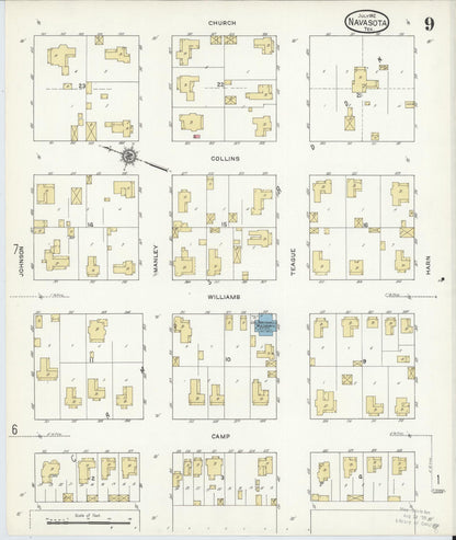 Sanborn Fire Insurance Map from Navasota, Grimes County, Texas (1912), Sheet #0009 - Complete Map Set gallery image, historic Sanborn map, vintage wall art, Texas Texas