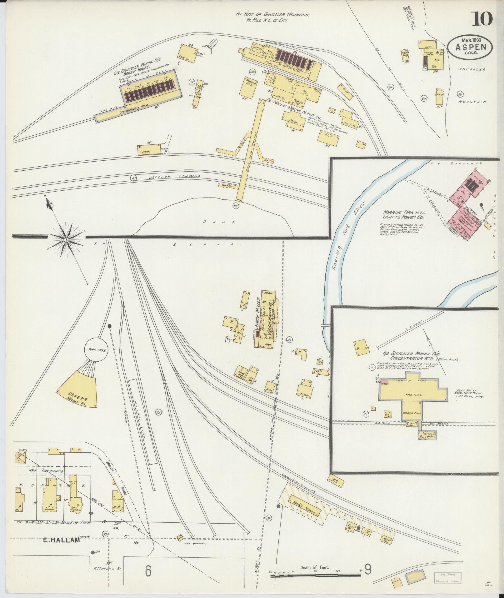 Sanborn Fire Insurance Map from Aspen, Pitkin County, Colorado (1898), Sheet #0010 - Historic Sanborn Fire Insurance Map Print, vintage old map wall art, antique decor, genealogy gift, Colorado Colorado map