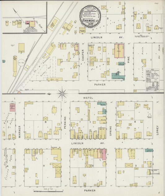 Sanborn Fire Insurance Map from Fennimore, Grant County, Wisconsin (1894), Sheet #0001 - Historic Sanborn Fire Insurance Map Print, vintage old map wall art, antique decor, genealogy gift, Wisconsin Wisconsin map