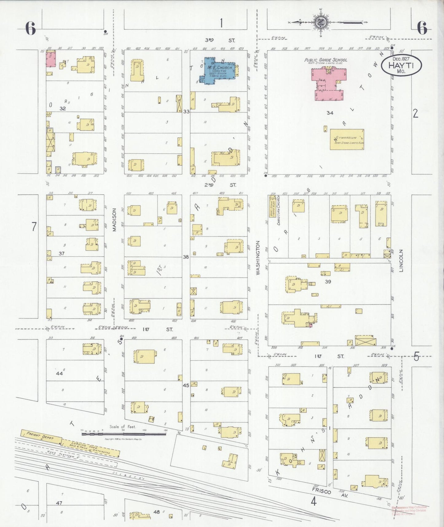 Sanborn Fire Insurance Map from Hayti, Pemiscot County, Missouri (1927), Sheet #0006 - Complete Map Set gallery image, historic Sanborn map, vintage wall art, Missouri Missouri