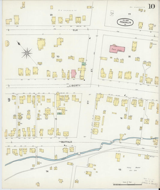 Sanborn Fire Insurance Map from Franklin, Venango County, Pennsylvania (1896), Sheet #0010 - Historic Sanborn Fire Insurance Map Print, vintage old map wall art, antique decor, genealogy gift, Pennsylvania Pennsylvania map