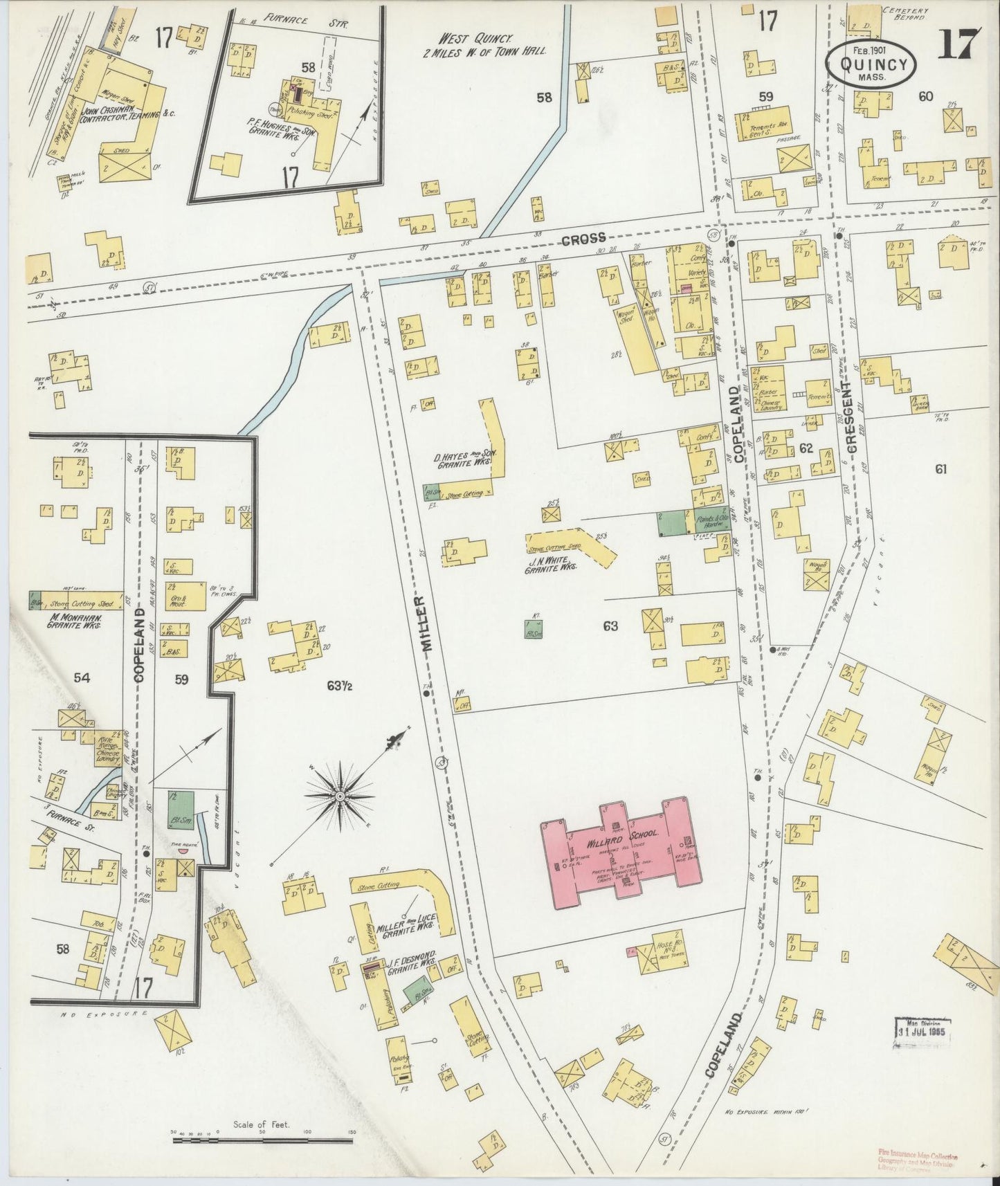Sanborn Fire Insurance Map from Quincy, Norfolk County, Massachusetts (1901), Sheet #0017 - Historic Sanborn Fire Insurance Map Print, vintage old map wall art, antique decor, genealogy gift, Massachusetts Massachusetts map