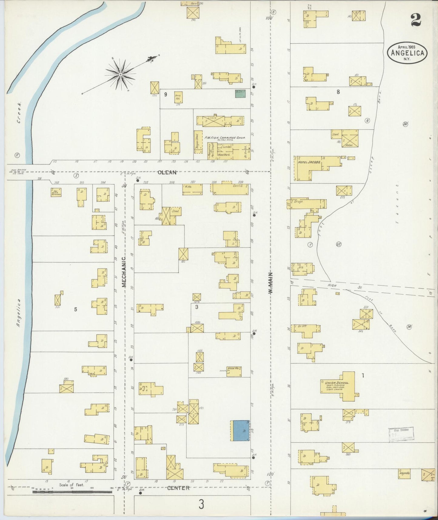 Sanborn Fire Insurance Map from Angelica, Allegany County, New York (1903), Sheet #0002 - Complete Map Set gallery image, historic Sanborn map, vintage wall art, New York New York