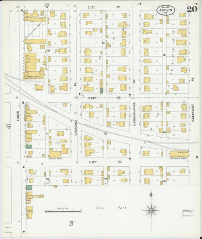 Sanborn Fire Insurance Map from Joplin, Jasper County, Missouri (1900), Sheet #0020 - Historic Sanborn Fire Insurance Map Print, vintage old map wall art, antique decor, genealogy gift, Missouri Missouri map