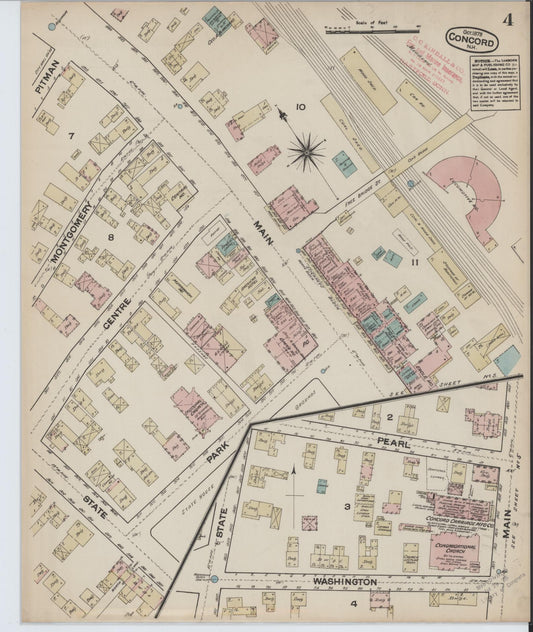 Sanborn Fire Insurance Map from Concord, Merrimack County, New Hampshire (1879), Sheet #0004 - Historic Sanborn Fire Insurance Map Print, vintage old map wall art, antique decor, genealogy gift, New Hampshire New Hampshire map