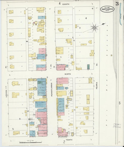 Sanborn Fire Insurance Map from Hartshorne, Pittsburg County, Oklahoma (1909), Sheet #0003 - Complete Map Set gallery image, historic Sanborn map, vintage wall art, Oklahoma Oklahoma
