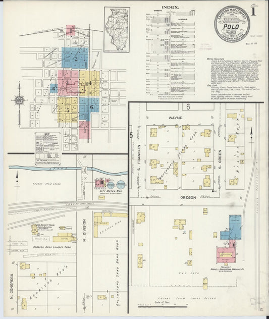 Sanborn Fire Insurance Map from Polo, Ogle County, Illinois (1913), Sheet #0001 - Complete Map Set gallery image, historic Sanborn map, vintage wall art, Illinois Illinois