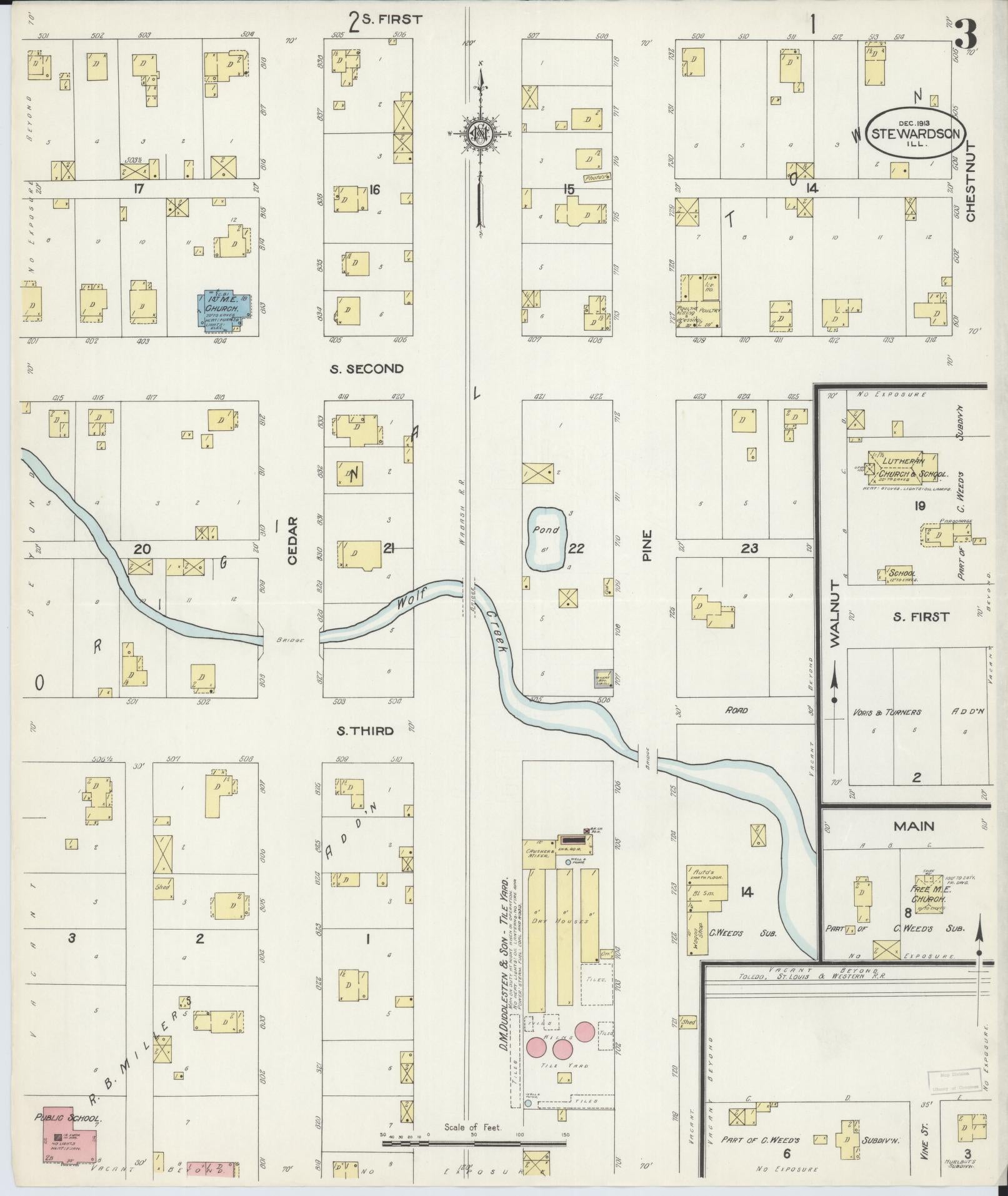 Sanborn Fire Insurance Map from Stewardson, Shelby County, Illinois (1913), Sheet #0003 - Historic Sanborn Fire Insurance Map Print, vintage old map wall art, antique decor, genealogy gift, Illinois Illinois map