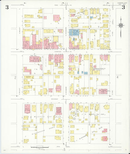 Sanborn Fire Insurance Map from Harrison, Hamilton County, Ohio (1938), Sheet #0003 - Complete Map Set gallery image, historic Sanborn map, vintage wall art, Ohio Ohio