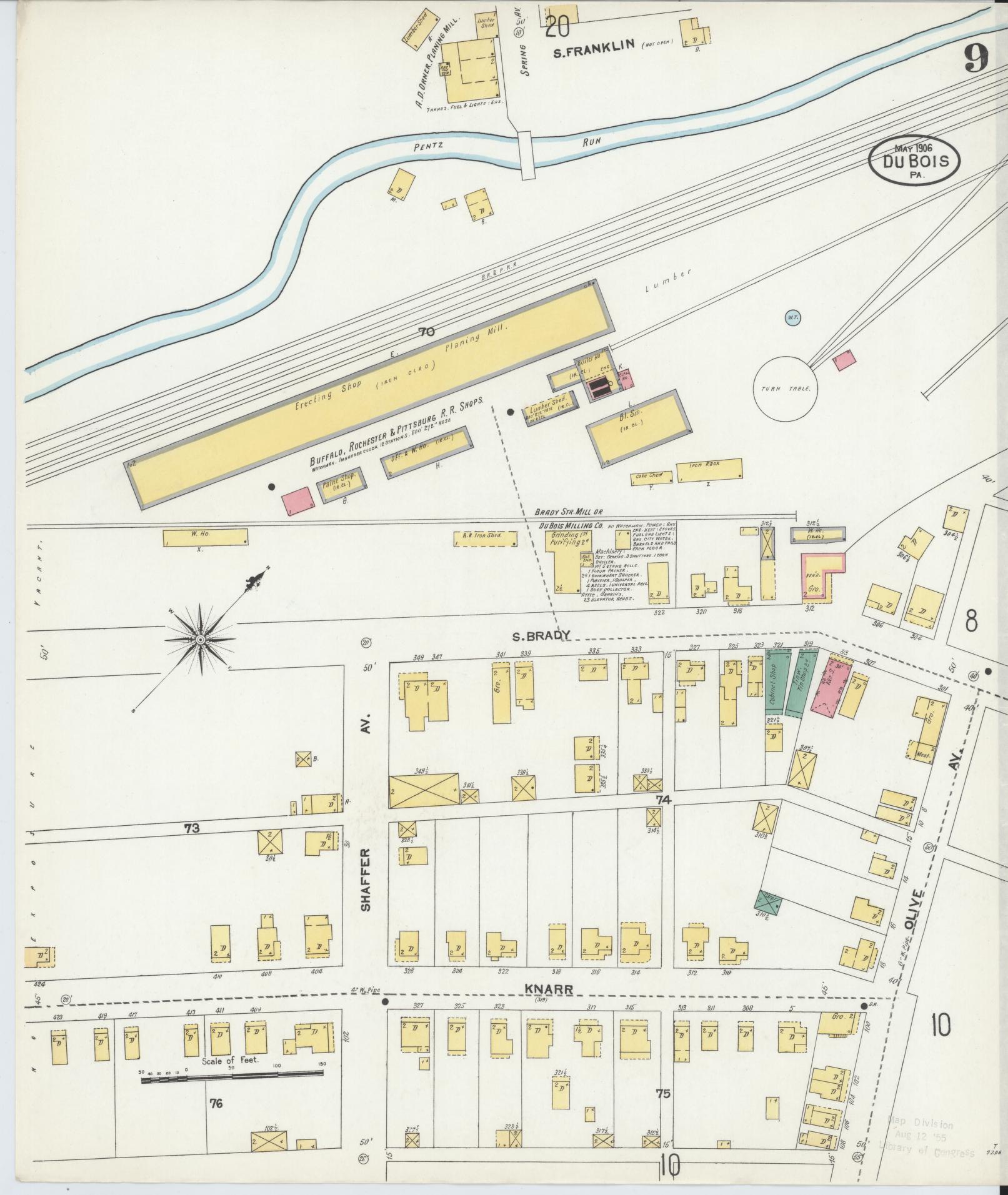 Sanborn Fire Insurance Map from Du Bois, Clearfield County, Pennsylvania (1906), Sheet #0009 - Historic Sanborn Fire Insurance Map Print, vintage old map wall art, antique decor, genealogy gift, Pennsylvania Pennsylvania map