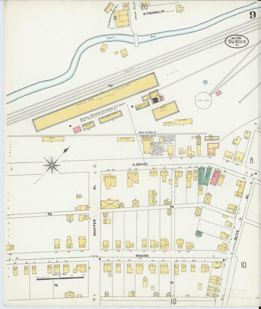 Sanborn Fire Insurance Map from Du Bois, Clearfield County, Pennsylvania (1906), Sheet #0009 - Historic Sanborn Fire Insurance Map Print, vintage old map wall art, antique decor, genealogy gift, Pennsylvania Pennsylvania map