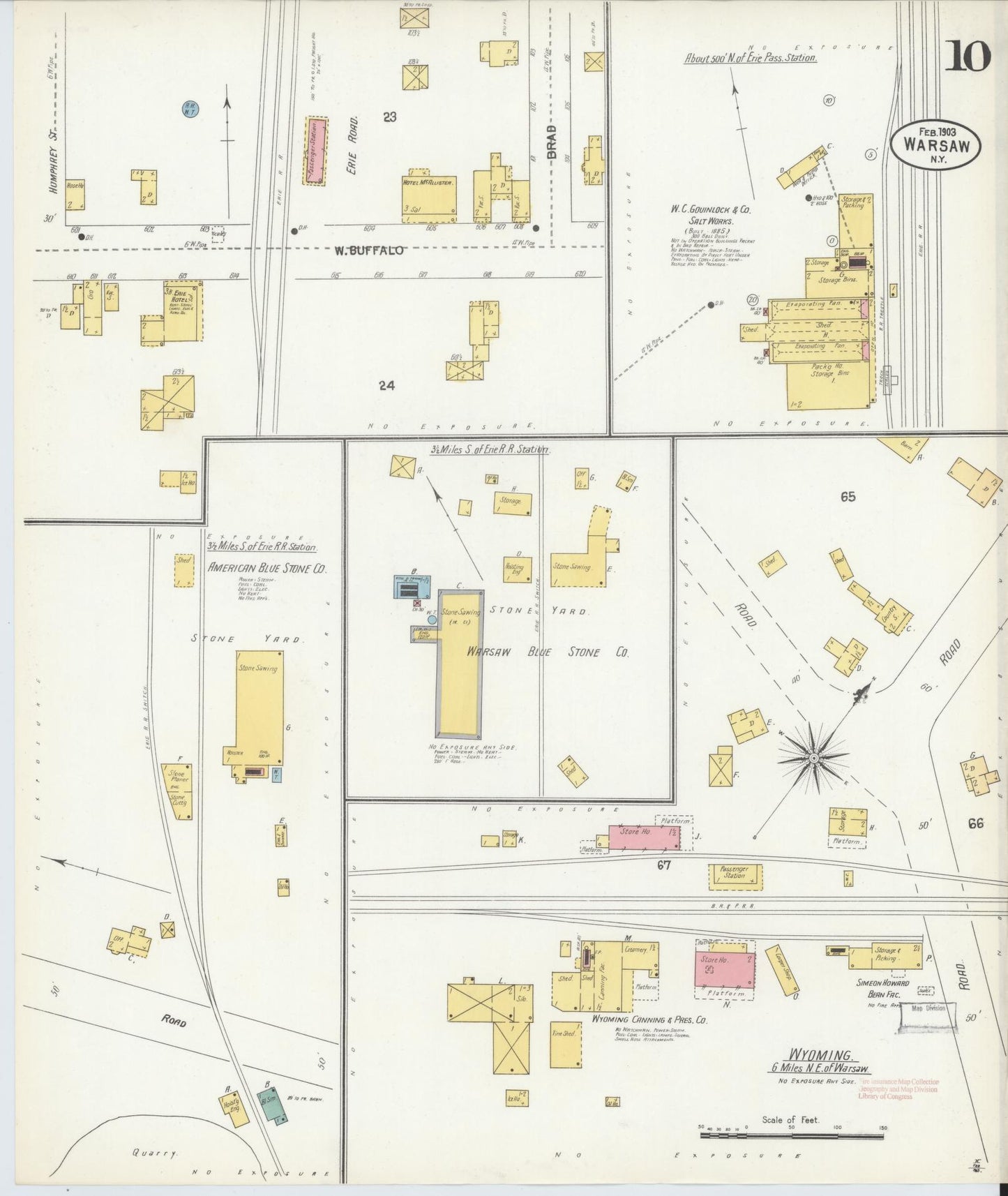 Sanborn Fire Insurance Map from Warsaw, Wyoming County, New York (1903), Sheet #0010 - Complete Map Set gallery image, historic Sanborn map, vintage wall art, Warsaw Wyoming