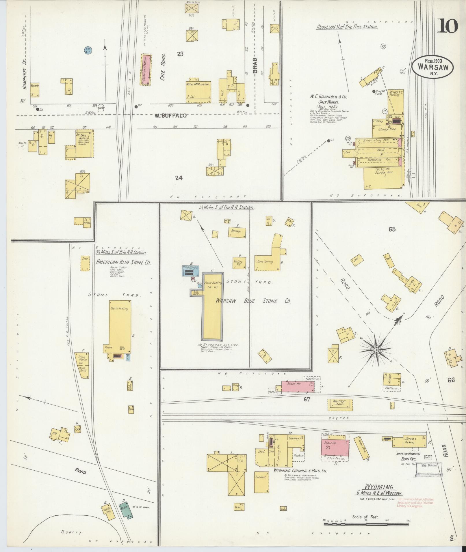 Sanborn Fire Insurance Map from Warsaw, Wyoming County, New York (1903), Sheet #0010 - Complete Map Set gallery image, historic Sanborn map, vintage wall art, Warsaw Wyoming
