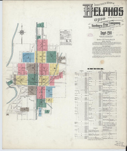 Sanborn Fire Insurance Map from Delphos, Van Wert And Allen Counties, Ohio (1911), Sheet #0001 - Historic Sanborn Fire Insurance Map Print, vintage old map wall art, antique decor, genealogy gift, Ohio Ohio map