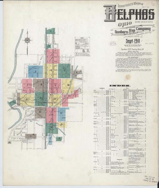 Sanborn Fire Insurance Map from Delphos, Van Wert And Allen Counties, Ohio (1911), Sheet #0001 - Historic Sanborn Fire Insurance Map Print, vintage old map wall art, antique decor, genealogy gift, Ohio Ohio map