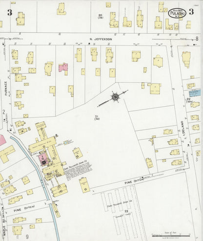 Sanborn Fire Insurance Map from Pulaski, Oswego County, New York (1925), Sheet #0003 - Historic Sanborn Fire Insurance Map Print, vintage old map wall art, antique decor, genealogy gift, New York New York map