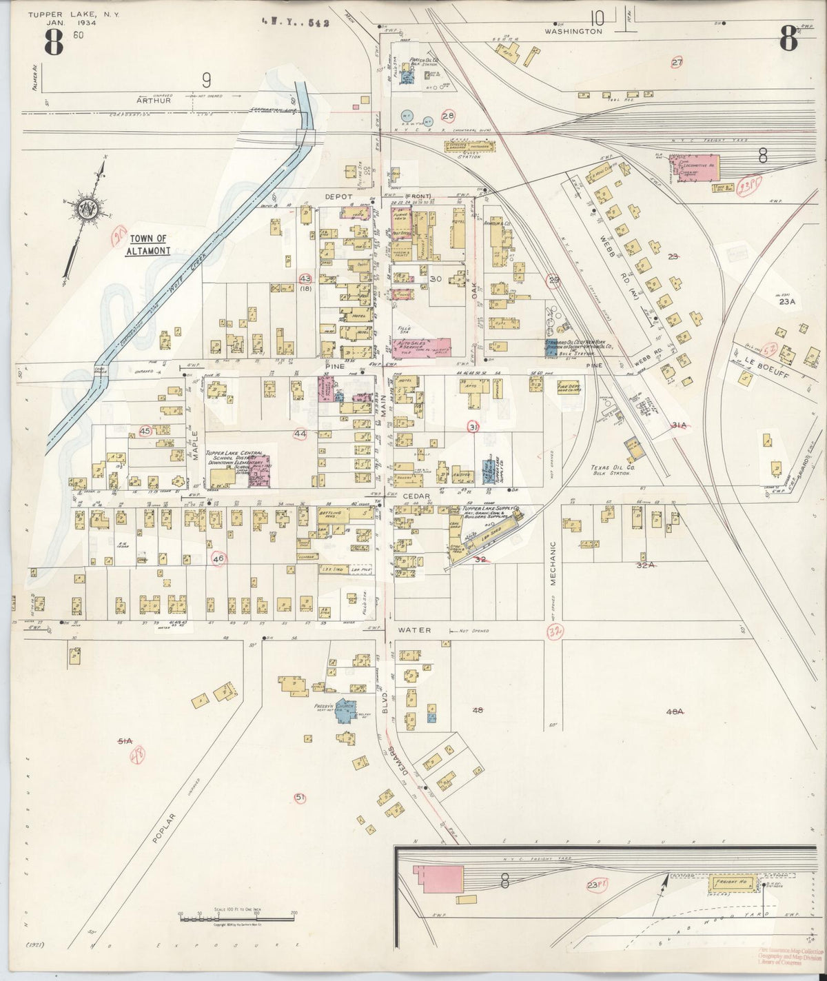 Sanborn Fire Insurance Map from Tupper Lake, Franklin County, New York (1950), Sheet #0008 - Complete Map Set gallery image, historic Sanborn map, vintage wall art, New York New York