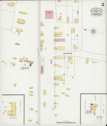 Sanborn Fire Insurance Map from Carrollton, Carroll County, Mississippi (1900), Sheet #0002 - Complete Map Set gallery image, historic Sanborn map, vintage wall art, Mississippi Mississippi