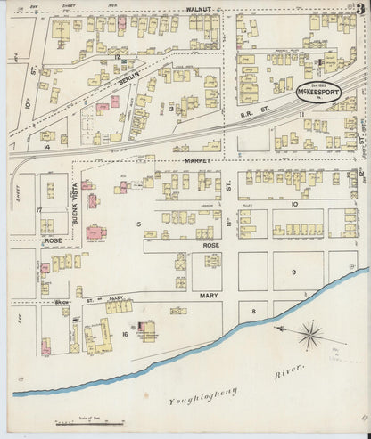 Sanborn Fire Insurance Map from McKeesport, Allegheny County, Pennsylvania (1889), Sheet #0003 - Complete Map Set gallery image, historic Sanborn map, vintage wall art, Pennsylvania Pennsylvania