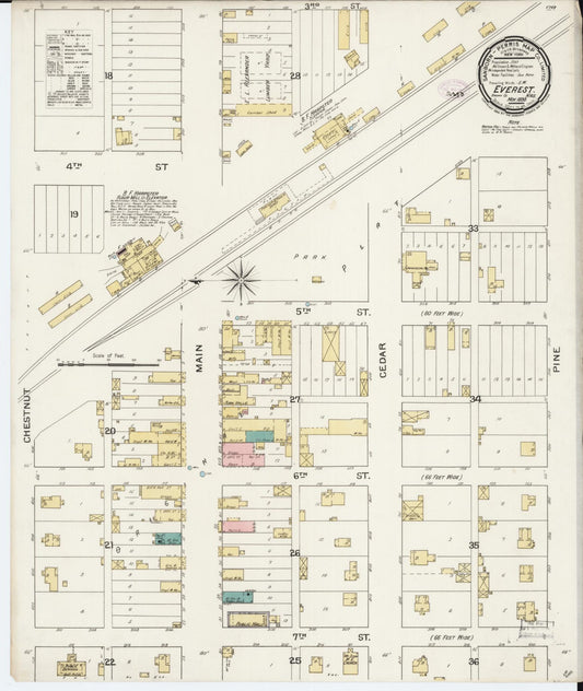 Sanborn Fire Insurance Map from Everest, Brown County, Kansas (1893), Sheet #0001 - Historic Sanborn Fire Insurance Map Print, vintage old map wall art, antique decor, genealogy gift, Kansas Kansas map