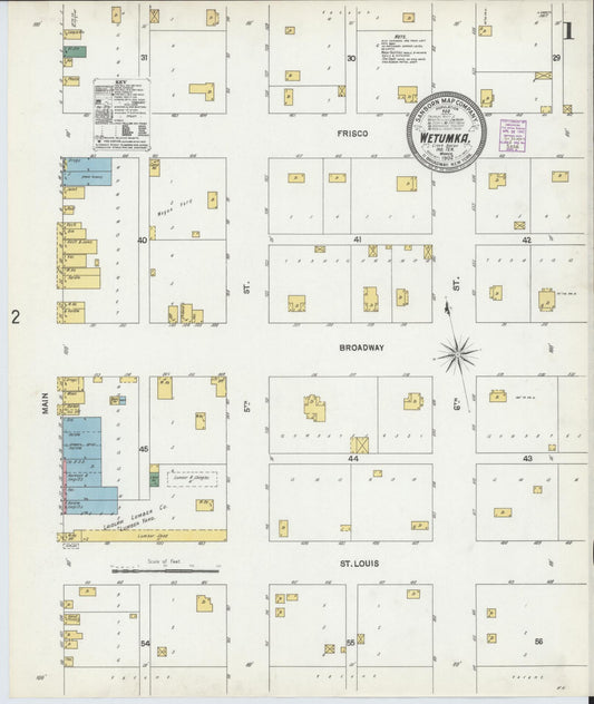 Sanborn Fire Insurance Map from Wetumka, Hughes County, Oklahoma (1902), Sheet #0001 - Historic Sanborn Fire Insurance Map Print, vintage old map wall art, antique decor, genealogy gift, Oklahoma Oklahoma map