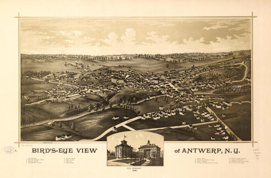 Bird's-eye view of Antwerp, N.Y. (1888) – Historic Bird’s-Eye View Panorama Print