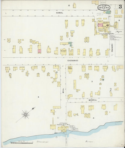 Sanborn Fire Insurance Map from Greene, Chenango County, New York (1897), Sheet #0003 - Complete Map Set gallery image, historic Sanborn map, vintage wall art, New York New York