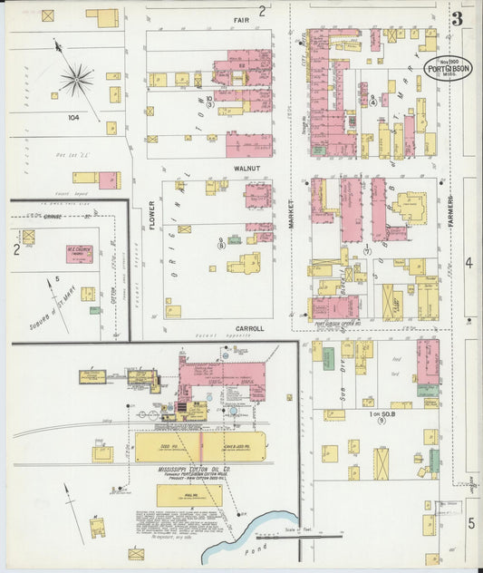 Sanborn Fire Insurance Map from Port Gibson, Claiborne County, Mississippi (1900), Sheet #0003 - Historic Sanborn Fire Insurance Map Print, vintage old map wall art, antique decor, genealogy gift, Mississippi Mississippi map