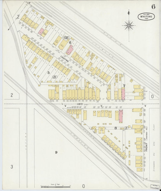 Sanborn Fire Insurance Map from Whiting, Lake County, Indiana (1896), Sheet #0006 - Historic Sanborn Fire Insurance Map Print, vintage old map wall art, antique decor, genealogy gift, Indiana Indiana map